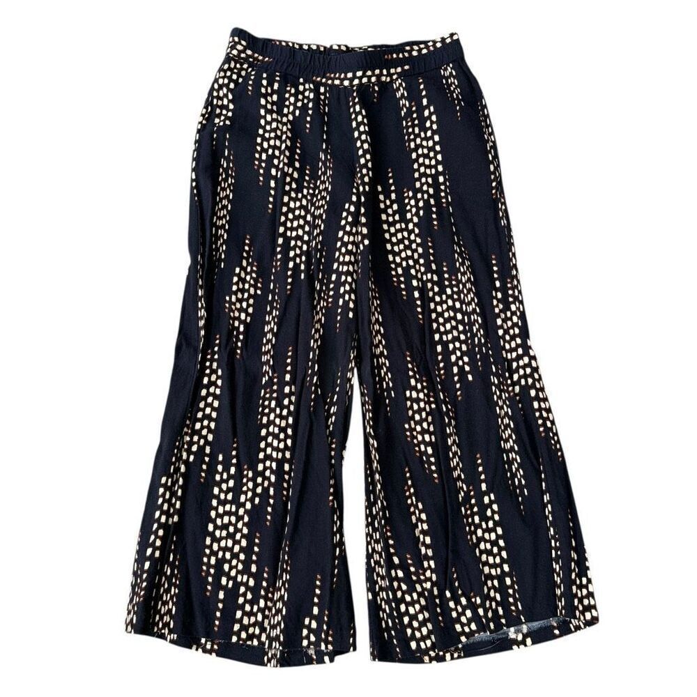 Anthropologie Cartonnier wide-leg dark navy cropped abstract doted pants size 6P
